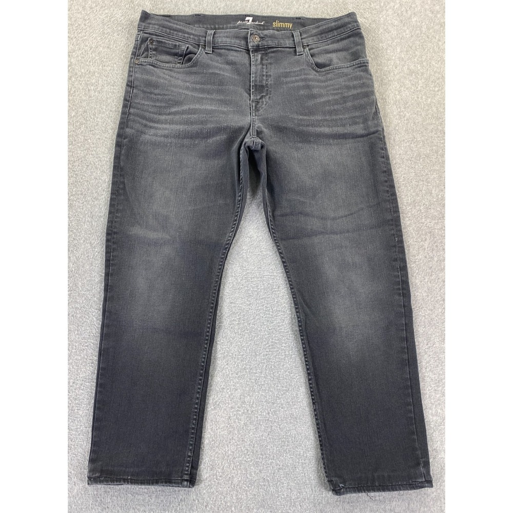 7 For All Mankind Slimmy Jean Men's Size 38 Gray Slim Fit Casual Whisker *Hemmed